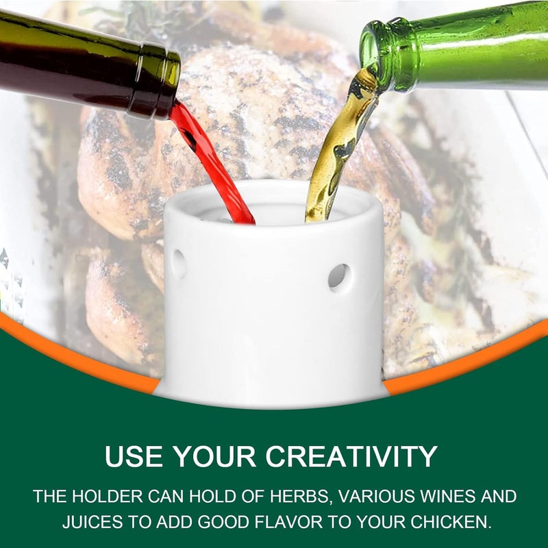 Quantfire Ceramic Chicken Roaster Rack, Beer Can Chicken Holder Stand Vertical Poultry BBQ Cooking Accessories for Grill, Oven or Smoker - Image 3